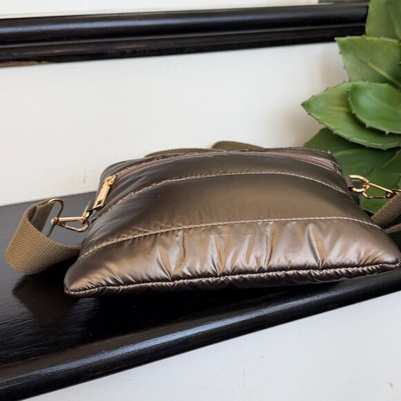 Crossbody Shoulder Purse, Adjustable Strap, Lightweight & Stylish Copper Puffer - Picture 6 of 10